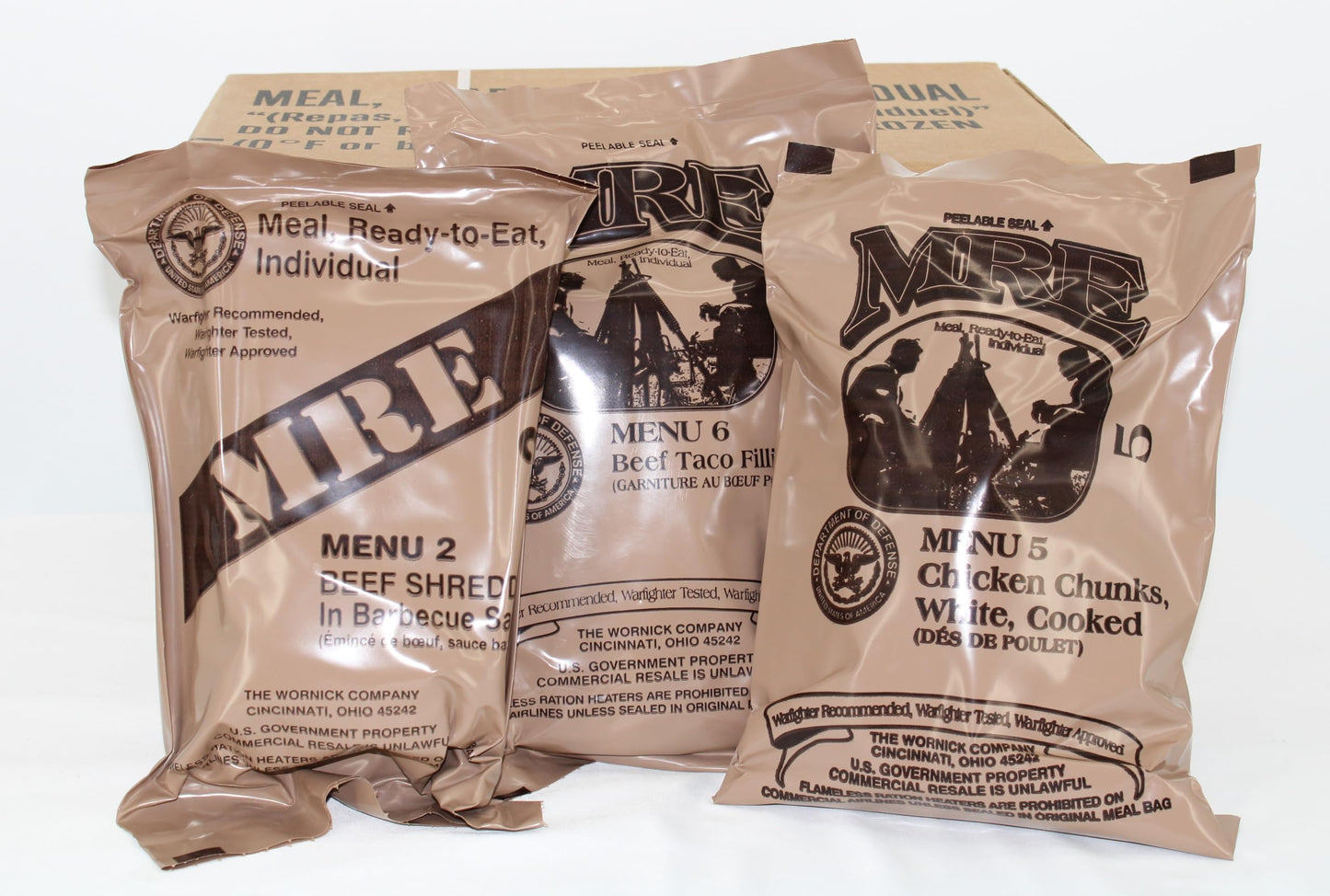 Wornick, Sopakco, Ameriqual Mre Meals Ready To Eat, Inspection 2025, 2026 Or Better, Emergency Food Supply, Survival Camping Outdoor 12 Pack(Random Case (A Or B), 1, Count)