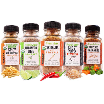 FreshJax Hot & Spicy Seasoning Gift Set | 5 Sampler Sized Organic Hot & Spicy Seasoning Set | Grilling Gifts for Men | Spices an