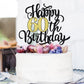 Leetaivie Happy 60Th Birthday Cake Topper, Black Gold Glitter Birthday Cake Topper, 60Th Anniversary/ 60Th Birthday Party Decora