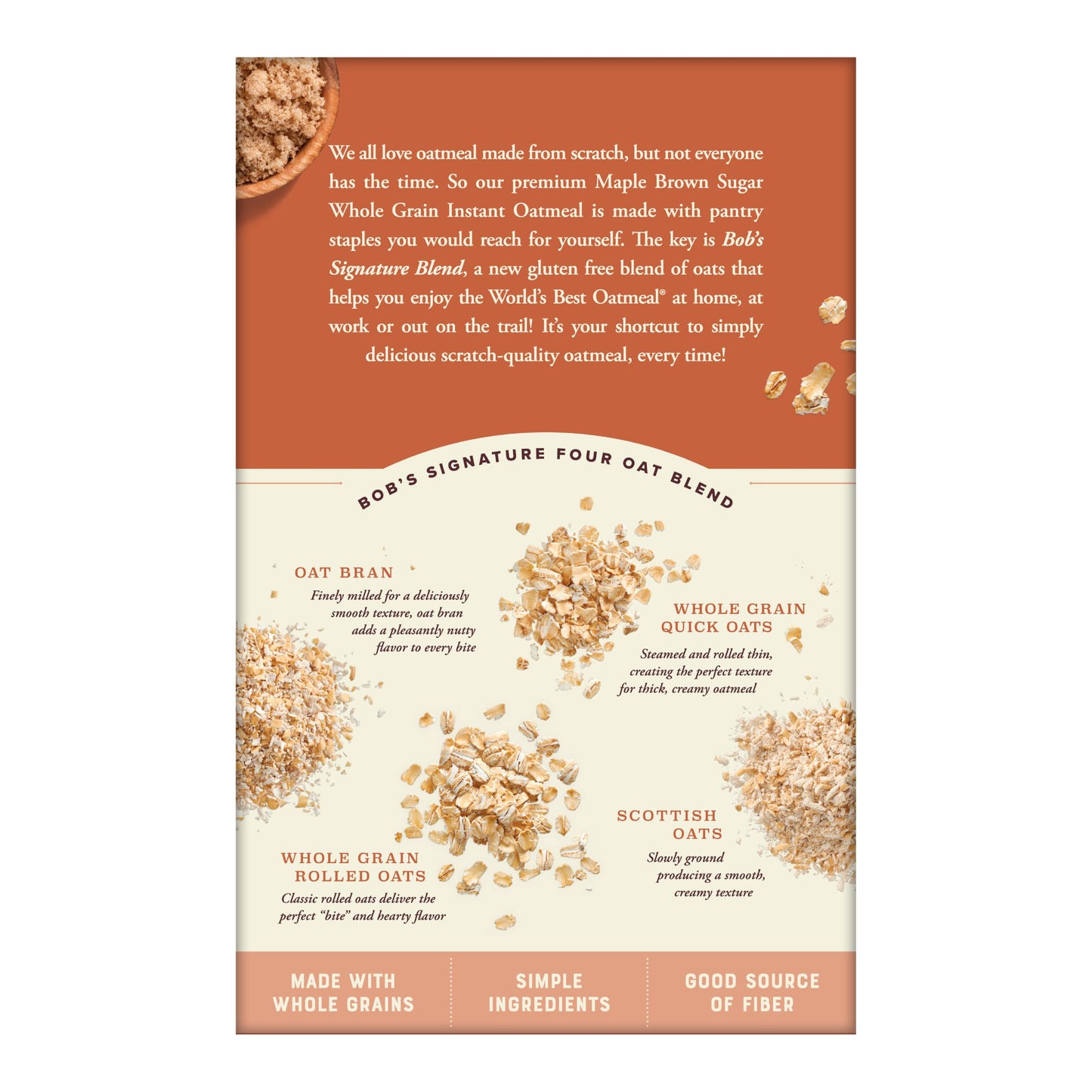 Bobs Red Mill Instant Oatmeal  Maple Brown Sugar  6 Packets Total  Non-GMO  Gluten Free  Whole Grain