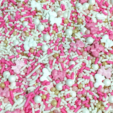 Baby Girl Bows & Pearls Edible Confetti Sprinkles Cake Cookie Cupcake IceCream Donut Quins - 4oz