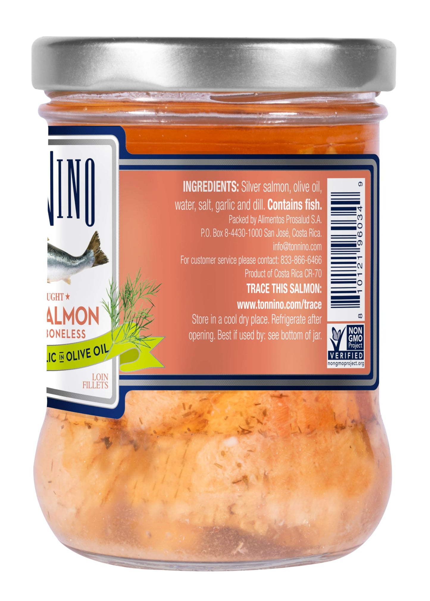 Tonnino Salmon Silver Fish, Dill & Garlic, Skinless & Boneless, 6.3 oz (Pack of 6) - Protein Snacks, Ready to Eat Meals