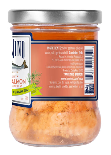 Tonnino Salmon Silver Fish, Dill & Garlic, Skinless & Boneless, 6.3 oz (Pack of 6) - Protein Snacks, Ready to Eat Meals