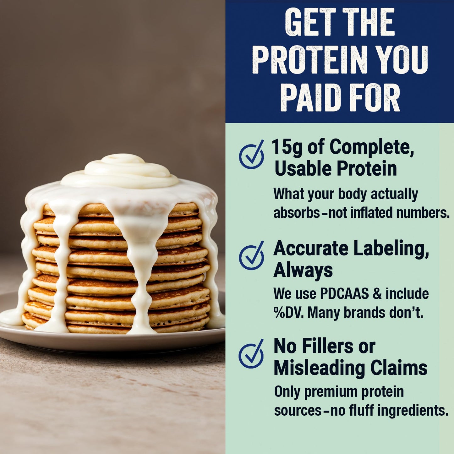 PEScience Protein Pancake Mix, Just Add Water, Whey & Casein Blend, Cinnamon Roll, 29.6 Ounce