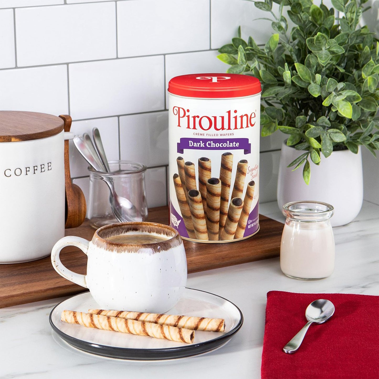 Pirouline Rolled Wafers – Dark Chocolate – Rolled Wafer Sticks, Crème Filled Wafers, Rolled Cookies For Coffee, Tea, Ice Cream, Snacks, Parties, Gifts, Birthdays – 3.25Oz Carton 12 Pack