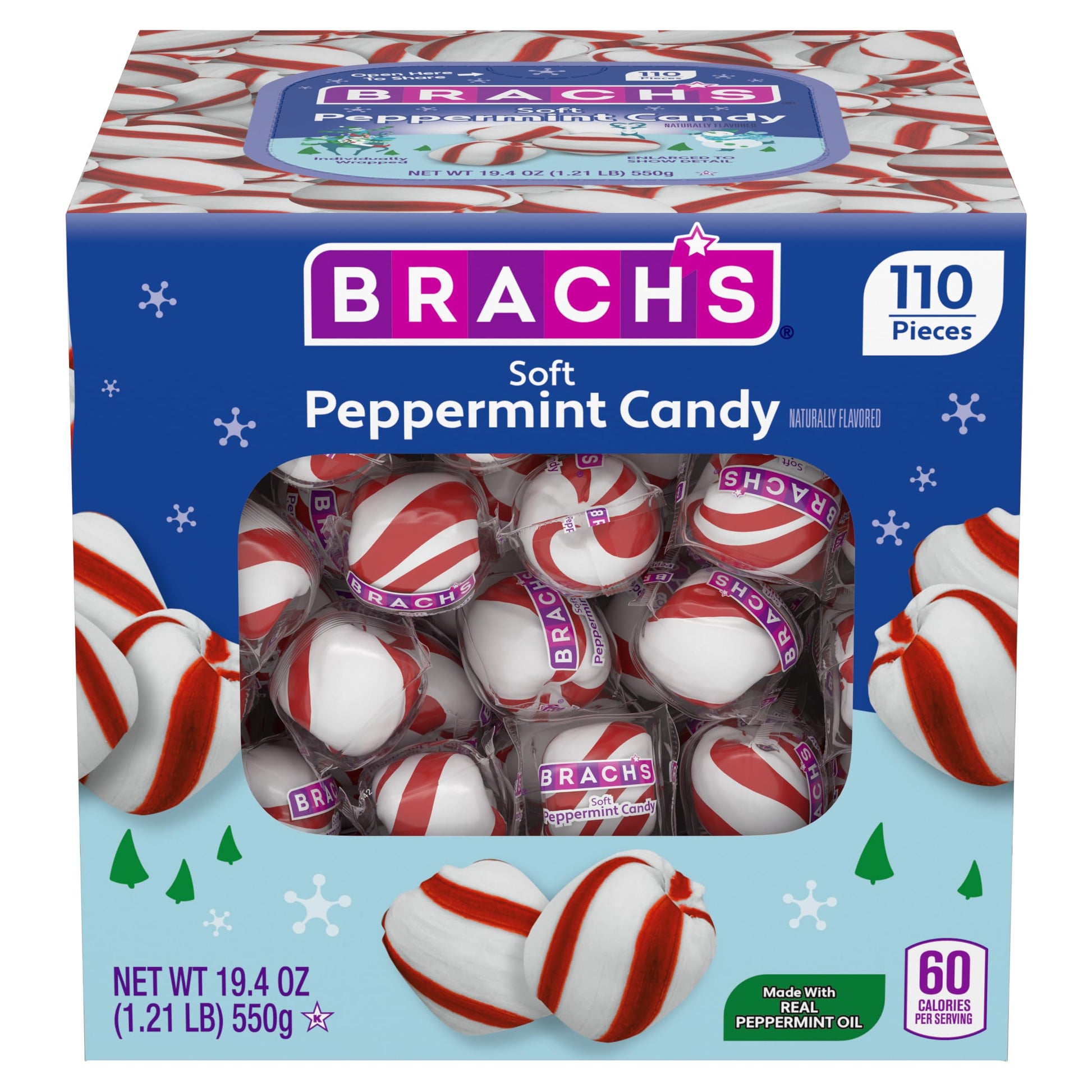 Brachs Holiday Soft Peppermint Candies, Christmas Candy, 19.4 Ounce Box