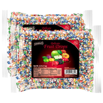 Colombina Delicate Fruit Drops, 4 Assorted Fruit Candy Flavors, Individually Wrapped, Ideal For Easter, Halloween, And Christmas