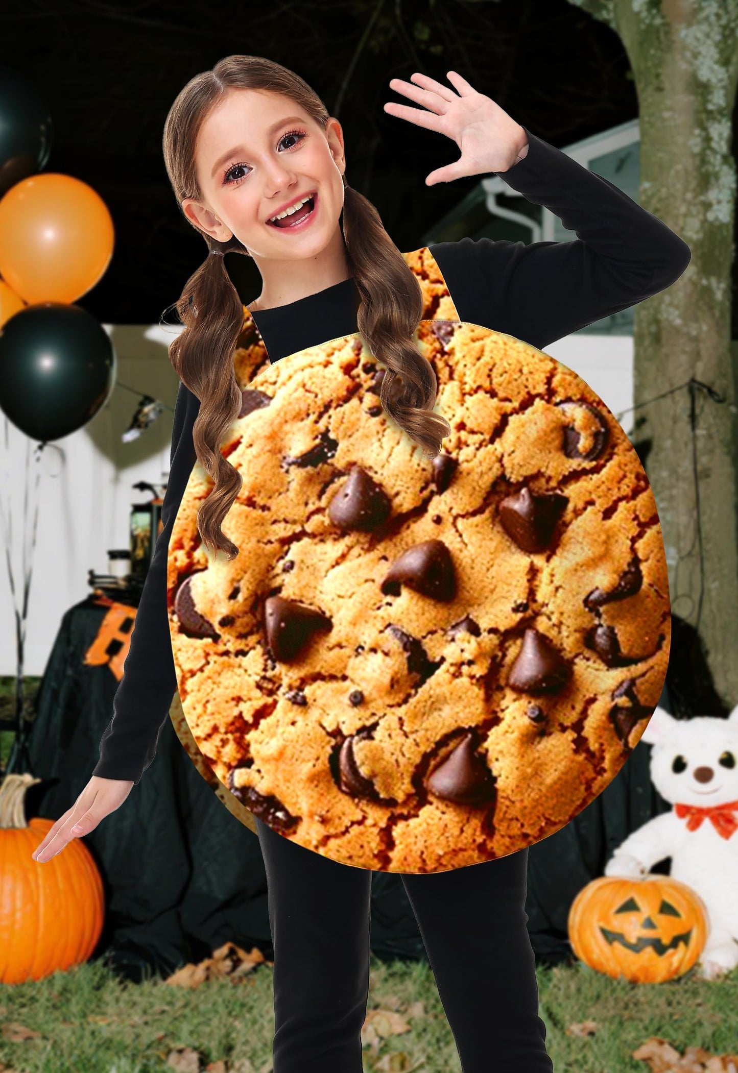 AOBUTE Girls Halloween Cookie Costume 3D Printed Set, Medium, Cookie Color, 8-10 Years, Fancy Dessert Role Play Outfit