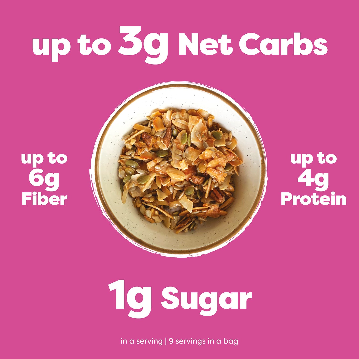 Kiss My Keto Granola Cereal - Variety Pack Keto Granola Low Carb Cereal (2G-Net) Low Sugar Granola - Grain Free Granola Keto Cer