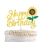 YCTHUNFISH Happy Birthday Cake Topper Glitter Sunflower Decoration for Kids Parties, Summer Baby Showers, 1 Pack