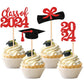 36 Pcs 2024 Graduation Theme Cupcake Toppers Glitter Class Of 2024 Graduation Cap Diploma Cupcake Picks 2024 Graduation Theme Pa