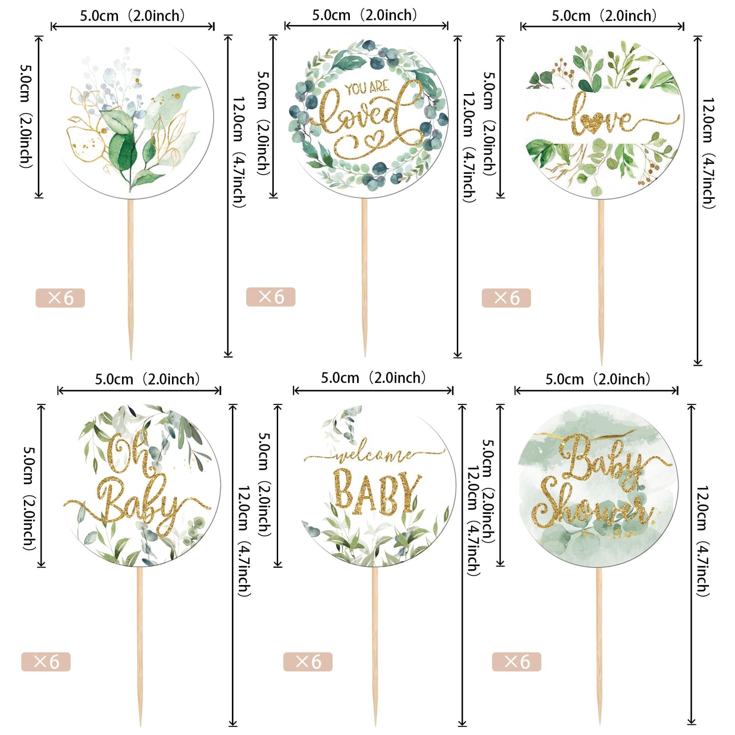 36 Pcs Baby Shower Cupcake Toppers Woodland Jungle Leaf Love Welcome Baby Cupcake Picks Oh Baby Cake Decorations For Gender Reve