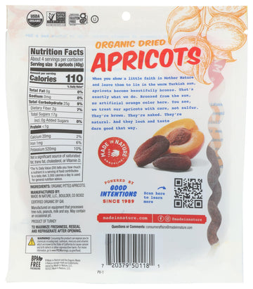 Made In Nature Organic Dried & Unsulfured Apricots, 6 Oz