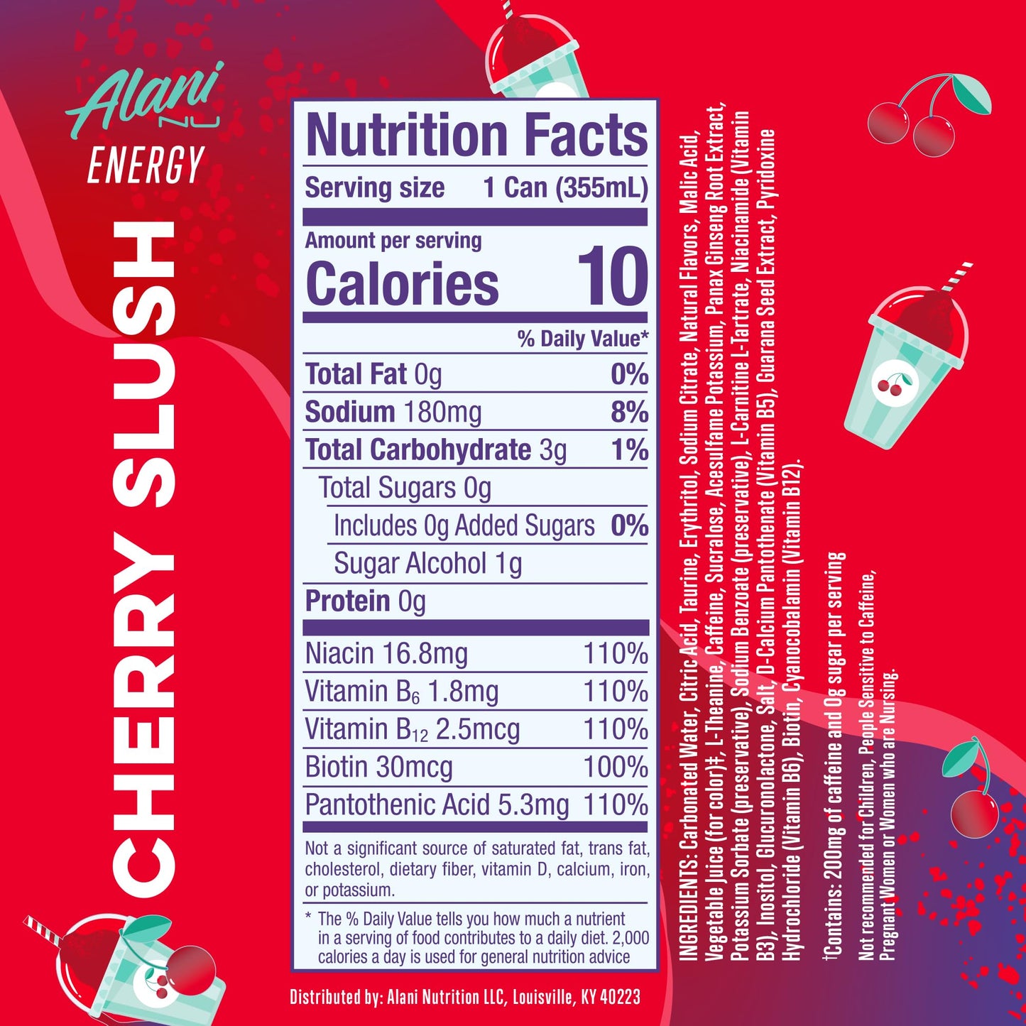 Alani Nu Sugar Free Energy Drinks, 200mg Caffeine, Biotin & B Vitamins, 12 Fl Oz Cans, 24 Pack