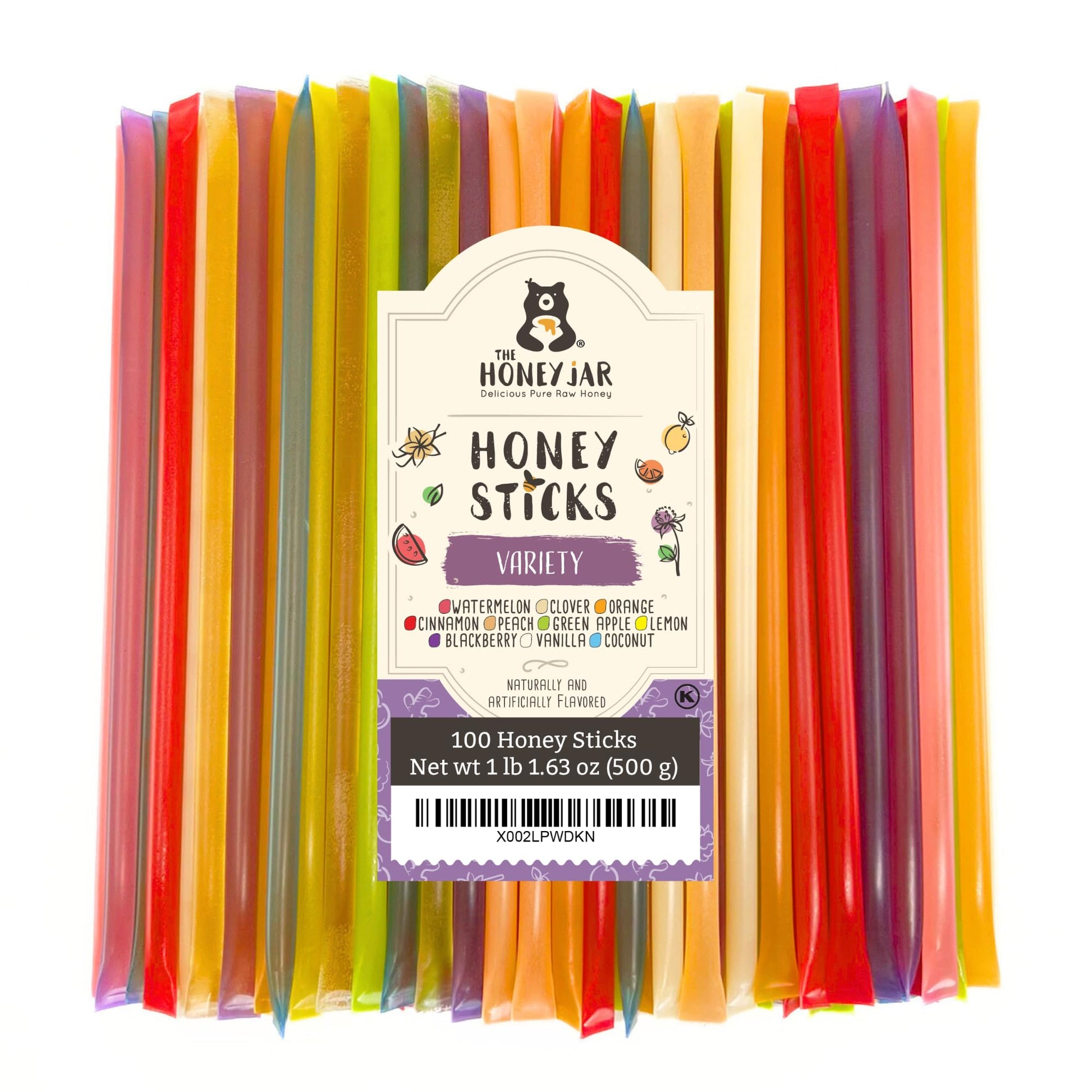 The Honey Jar Raw Honey Sticks - 100 Count - Pure Honey Straws for Tea & Coffee