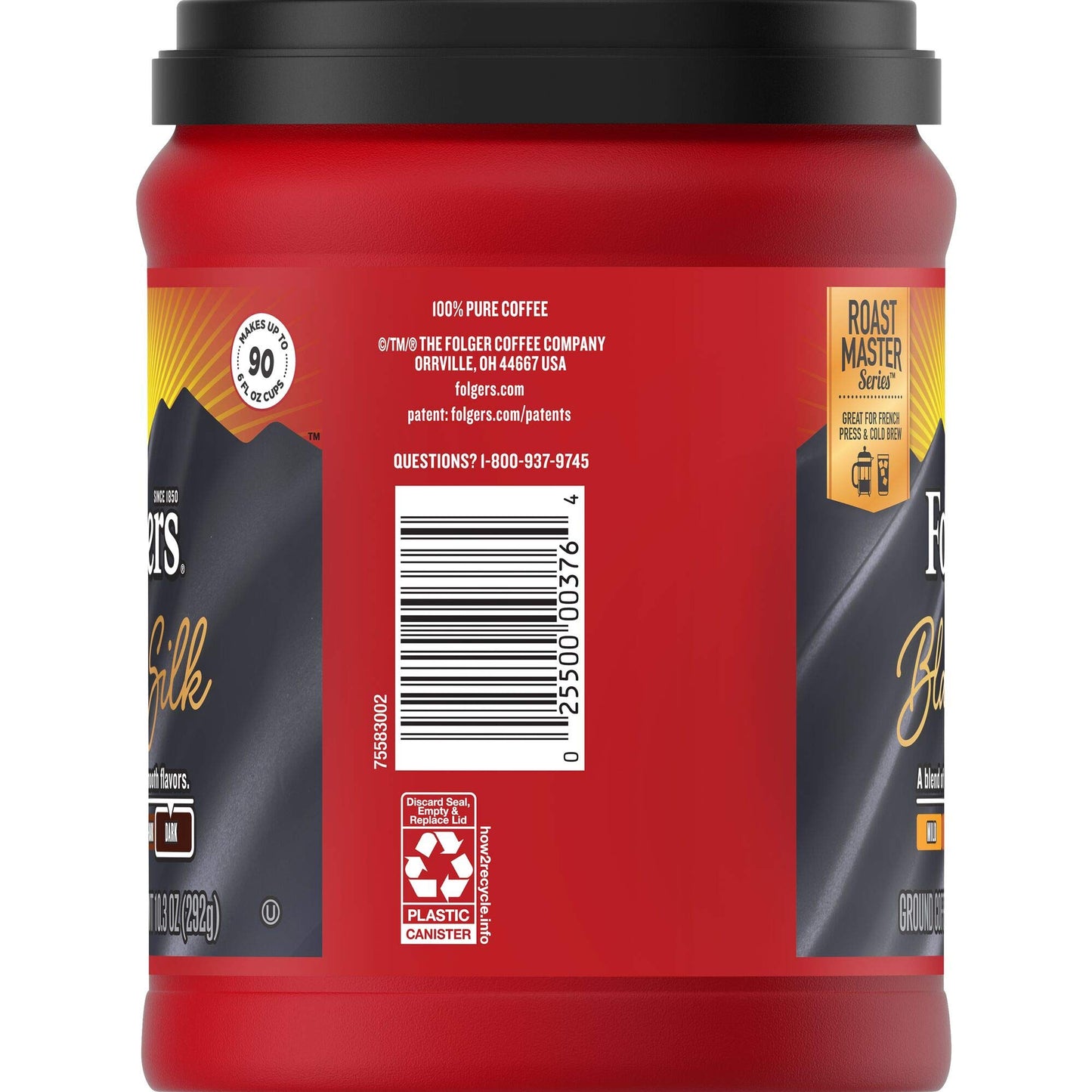 Folgers Black Silk Dark Roast Ground Coffee, 10.3 Ounces, Pack of 1