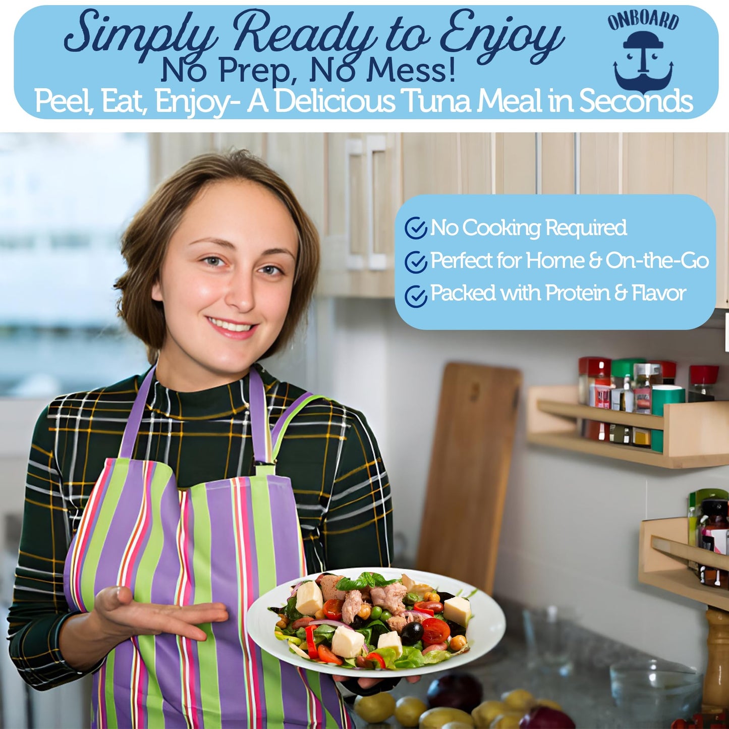 Onboard Ready To Eat Italian Tuna Salad - Tuna Snacks With Beans, Chickpeas, Peas & Peppers - High-Protein Mediterranean Salad (5.64 Oz, Pack Of 6)