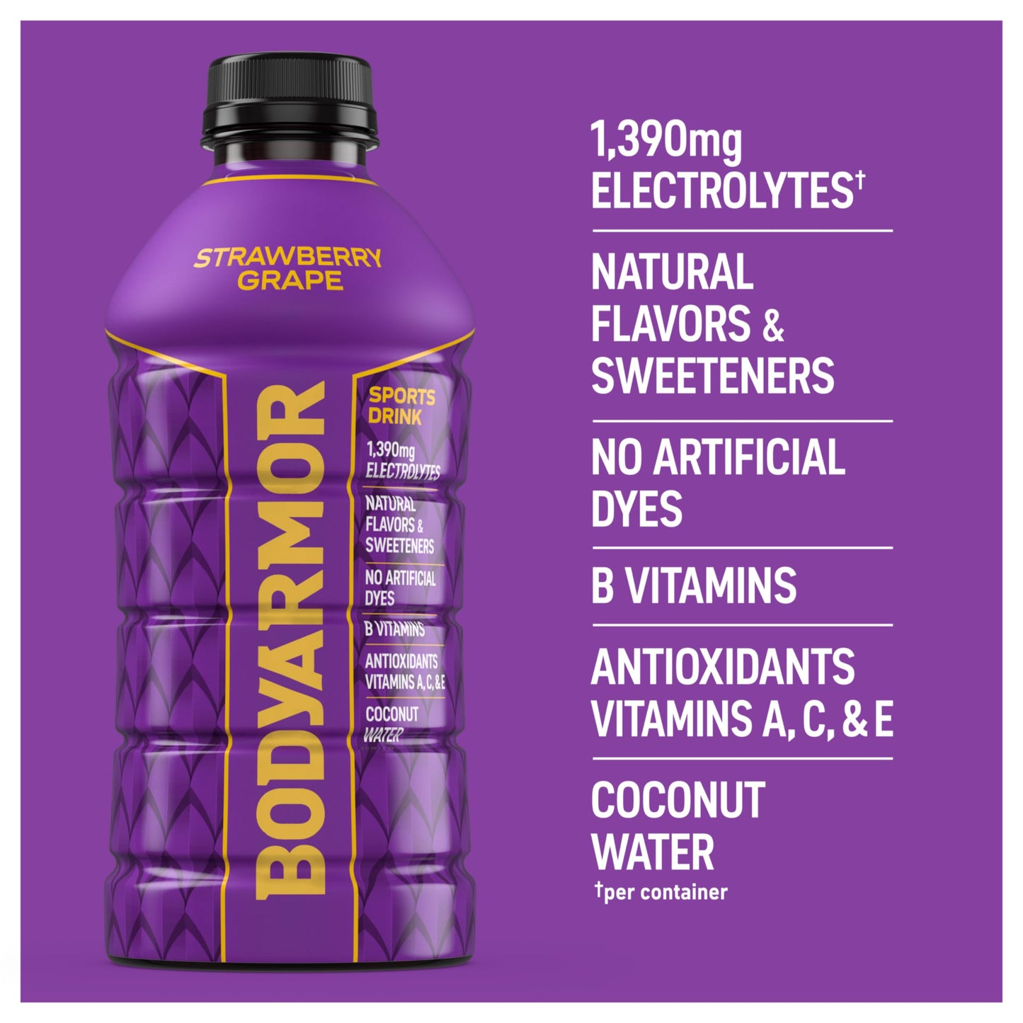 BODYprotective covering Sports Drink  Strawberry G  Electrolyte Drink Hydration  28 Fl Oz Bottles (15 Pack)  Flavored Coconut Water with B Vitamins & Antioxidants