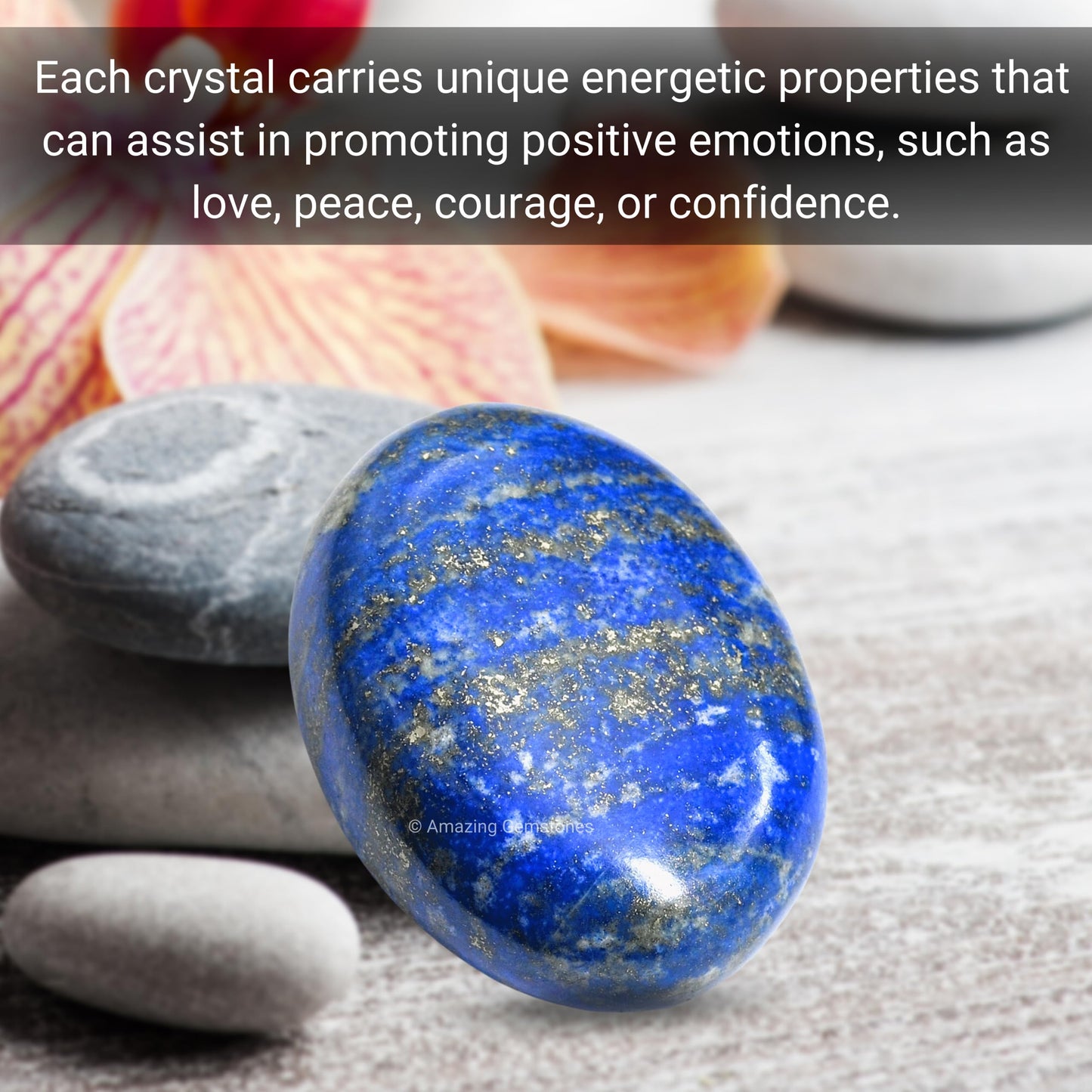Lapis Lazuli Palm Stone - Pocket Massage Worry Stone For Natural Body Chakra Balancing, Reiki Healing And Crystal Grid