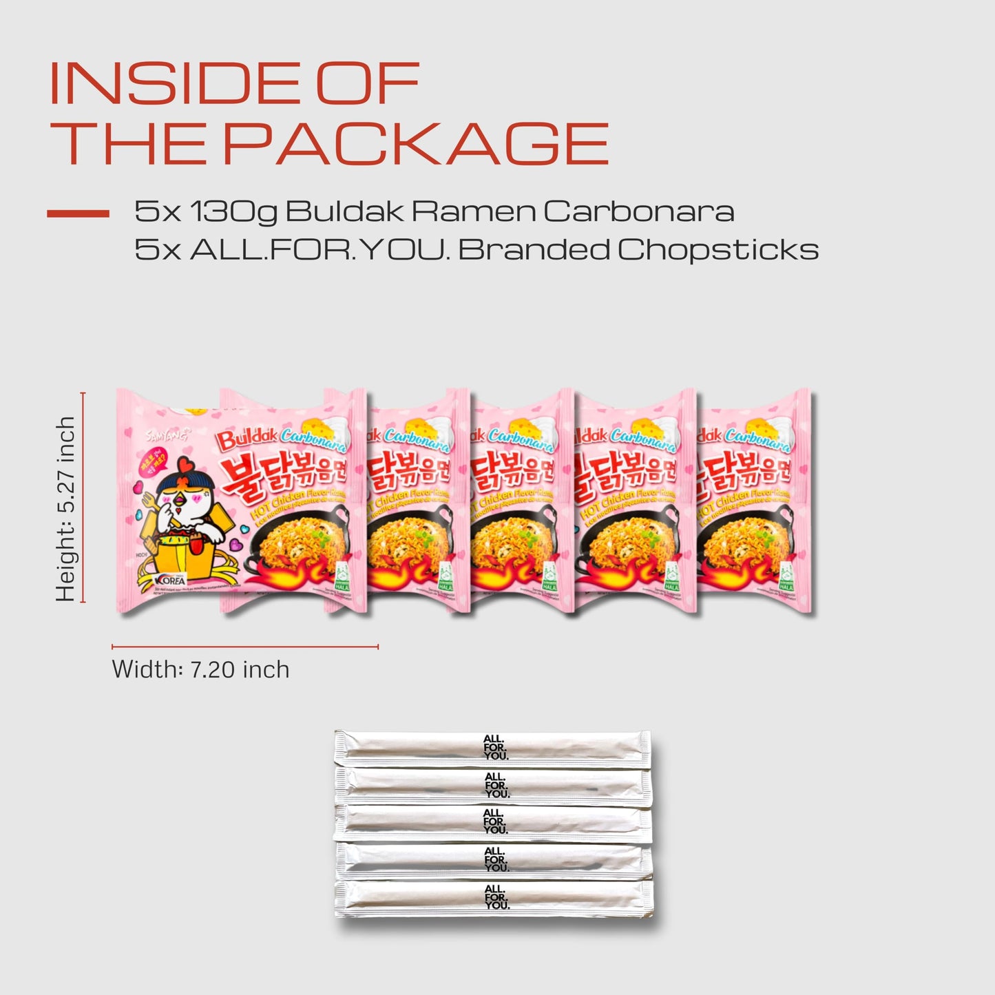 Buldak Ramen Noodles - 5 Pack - Carbonara Flavor - Spicy Ramen Noodles Samyang Buldak Ramen Korean Spicy Hot Chicken Stir-Fried