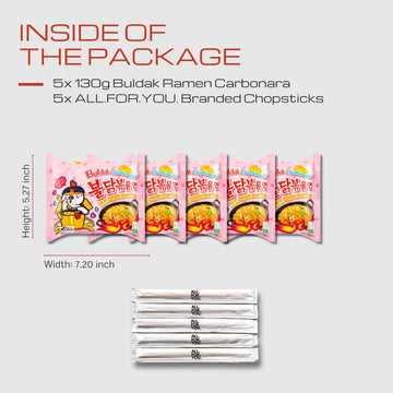 Buldak Ramen Noodles - 5 Pack - Carbonara Flavor - Spicy Ramen Noodles Samyang Buldak Ramen Korean Spicy Hot Chicken Stir-Fried