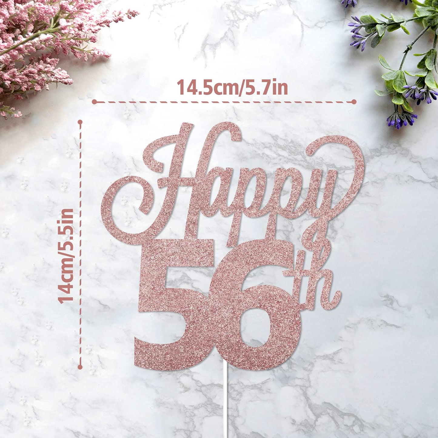 Lingteer Happy 56Th Birthday Cake Topper - Cheers To 56Th Birthday 56 Years Old Birthday Party Cake Decorations Sign.
