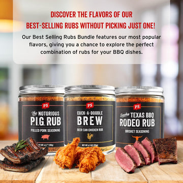 PS Seasoning BBQ Rub Variety Pack - Notorious PIG, Cock-A-Doodle Brew, Texas Rodeo - 6.27 Ounce (Pack of 3)