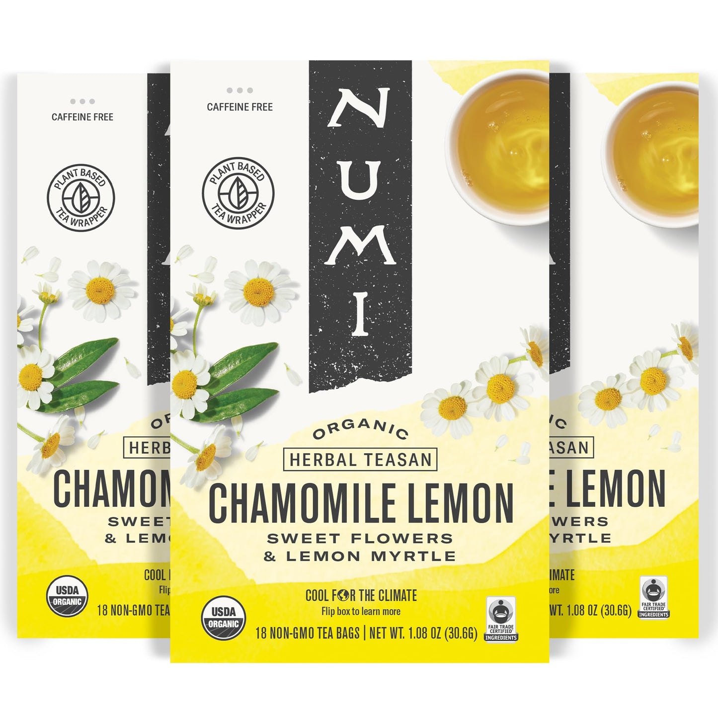 Numi Organic Chamomile Lemon Tea, 18 Count (Pack Of 3) Herbal Teasan (Packaging May Vary)