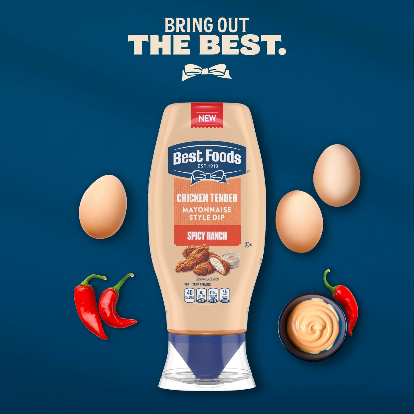 Best Foods Spicy Ranch Chicken Tender Mayonnaise Style Dip Spicy Ranch Delicious Flavor No Artificial Flavors 11.5 Fl Oz