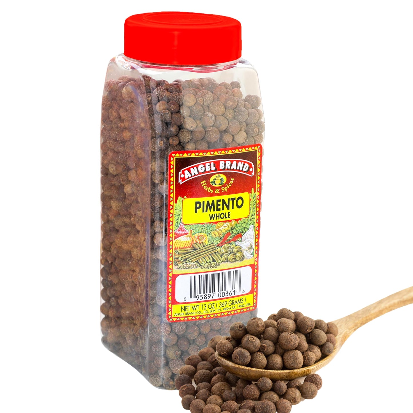 Angel Brand Allspice Pimento Seed Whole - 13 oz Bottle - Warm & Aromatic Flavor for Sweet & Savory Dishes