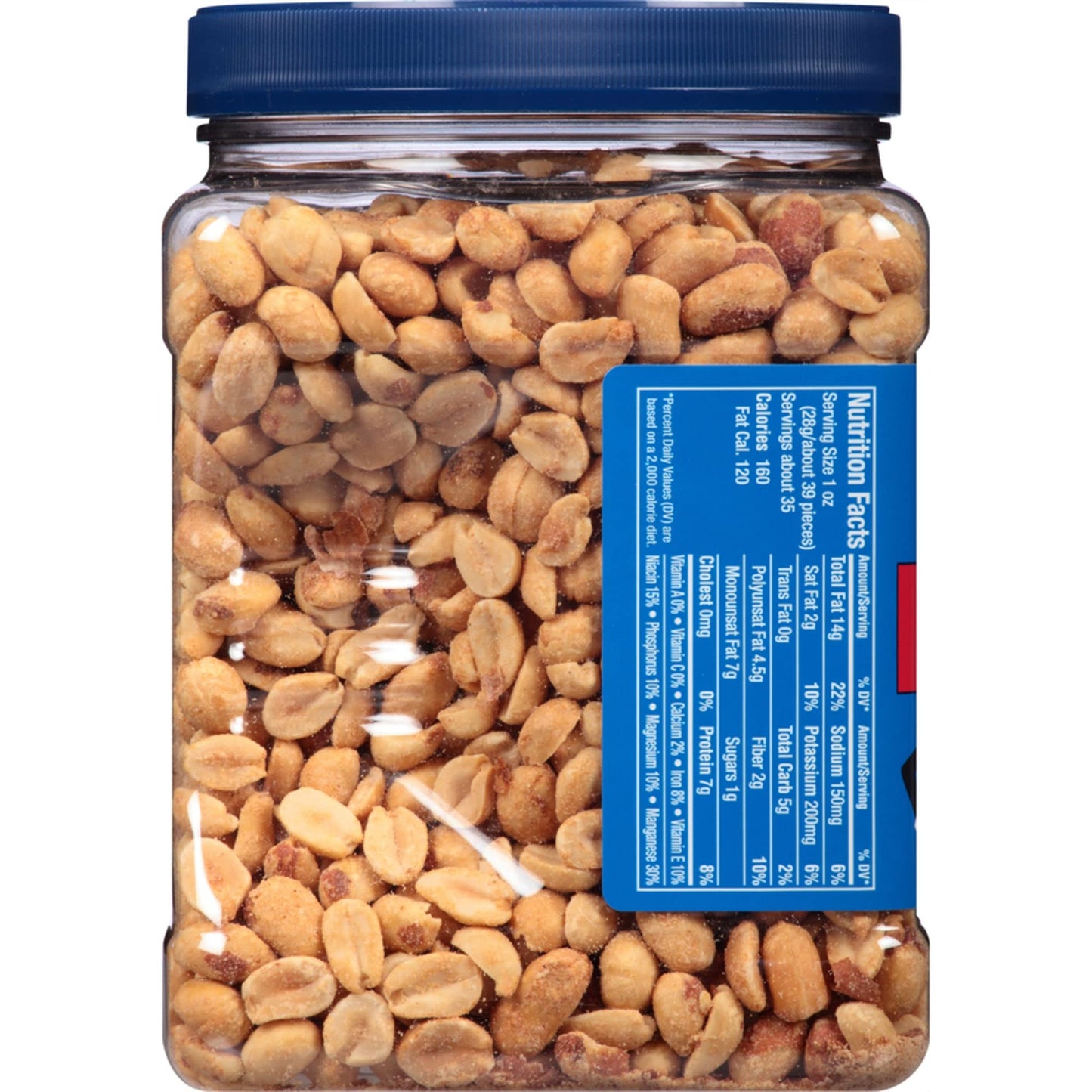 PLANTERS Dry Roasted Peanuts, 34.5 oz Resealable Plastic Jars (Pack of 6) - Peanuts with Sea Salt - Peanut Snacks - Shareable Sn