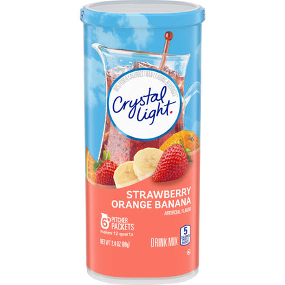 Crystal Light Strawberry Orange Banana Drink Mix (24 Pitcher Packets, 4 Canisters of 6)