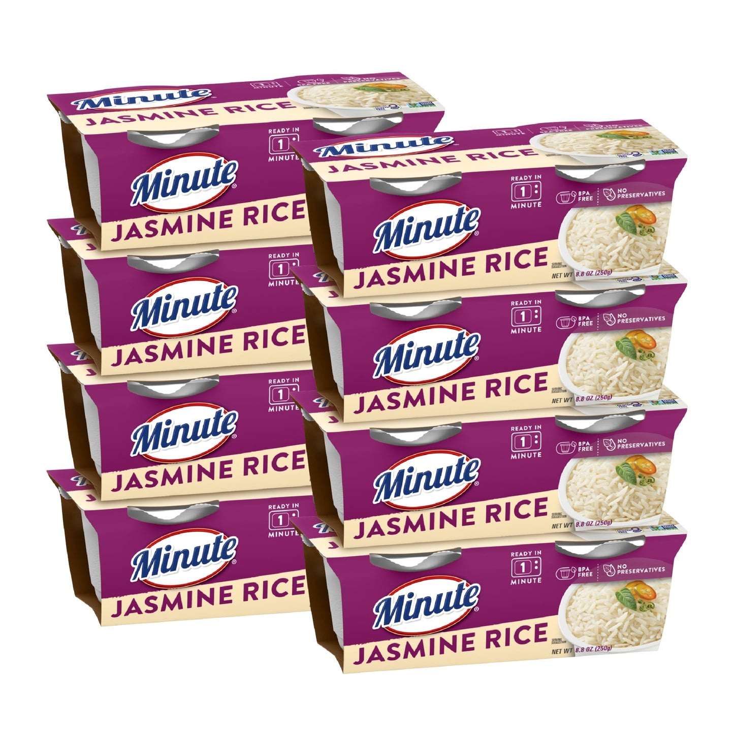 Minute Ready-to-Serve Jasmine Rice, Microwavable Rice Cups, 8.8-Ounce Cups (Pack of 8)