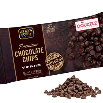 DOUzzle Gluten Free Dark Chocolate Chips for Baking - Premium 60% Cocoa Bittersweet (9 OZ - Pack of 1) Kosher for Passover Food 