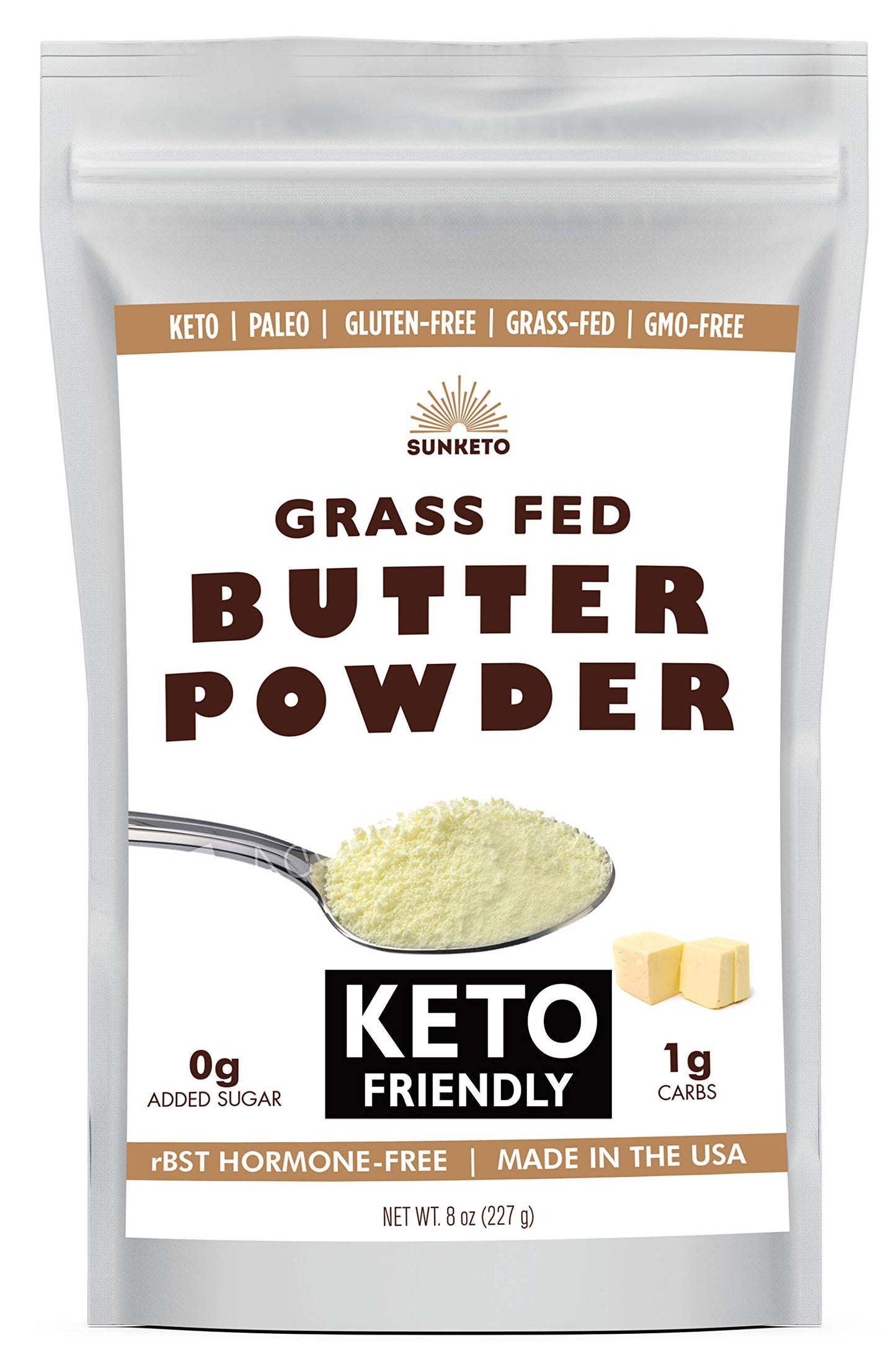 Organic Grassfed Real Butter Powder - Keto Non Gmo Rbst   Free Paleo Low Carb Sugar Free Gluten Free - Healthy Fat   - Great In Keto Coffee - Unsalted 8Oz