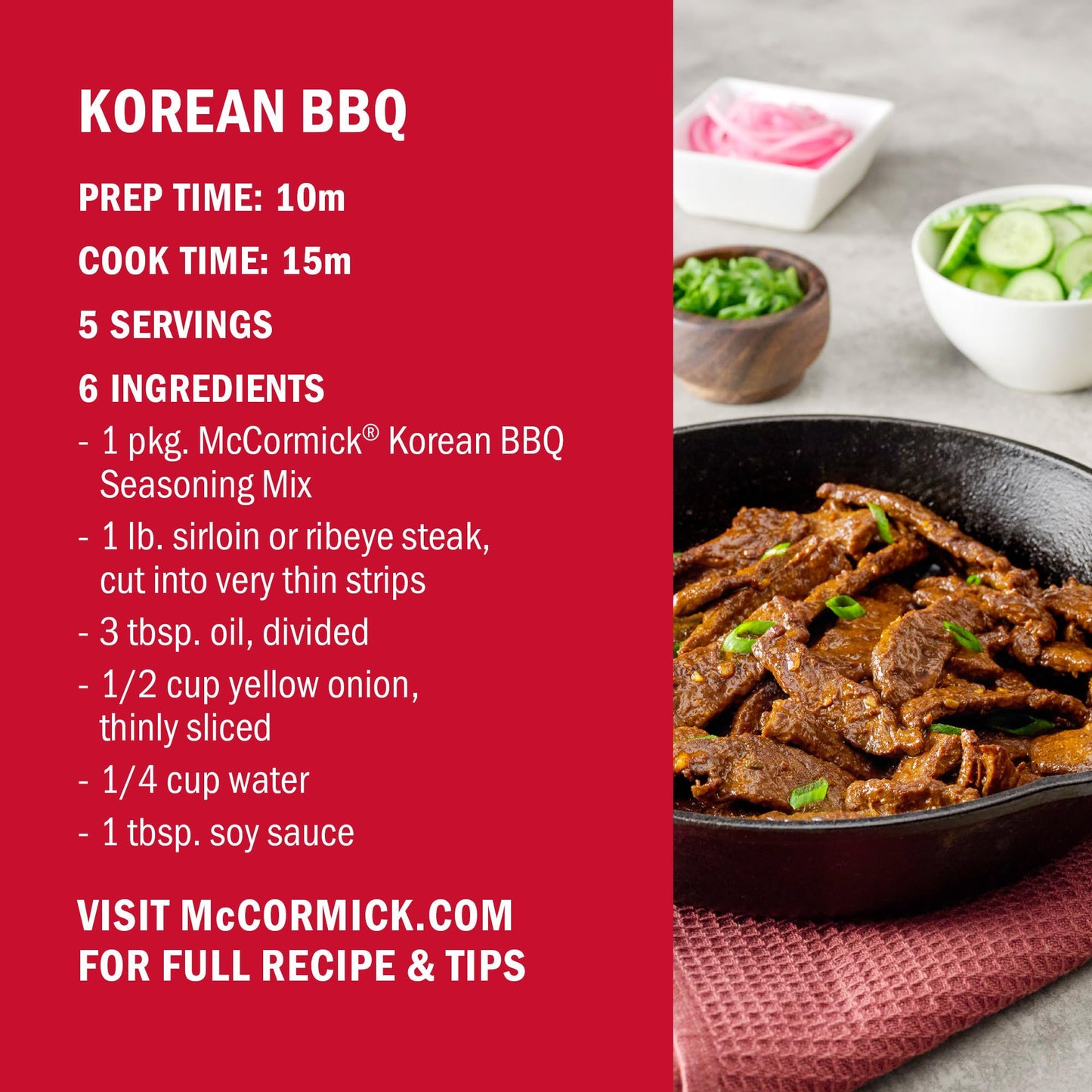McCormick Seasoning Mix  Korean BBQ  For Sweet & Savory Korean BBQ Steak in Just 25 Minutes  1.12 oz (Pack of 12)
