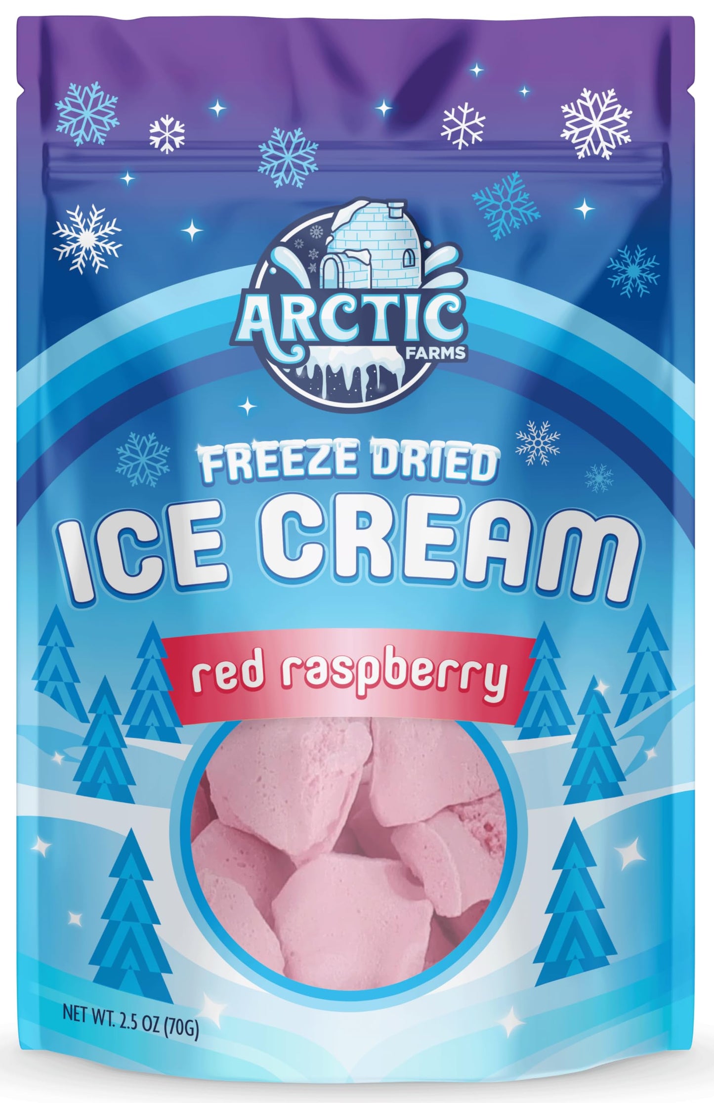 Arctic Farms Freeze Dried Ice Cream Bits Bagged And Boxed - Does Not Melt (Red Raspberry, 2.5Oz)