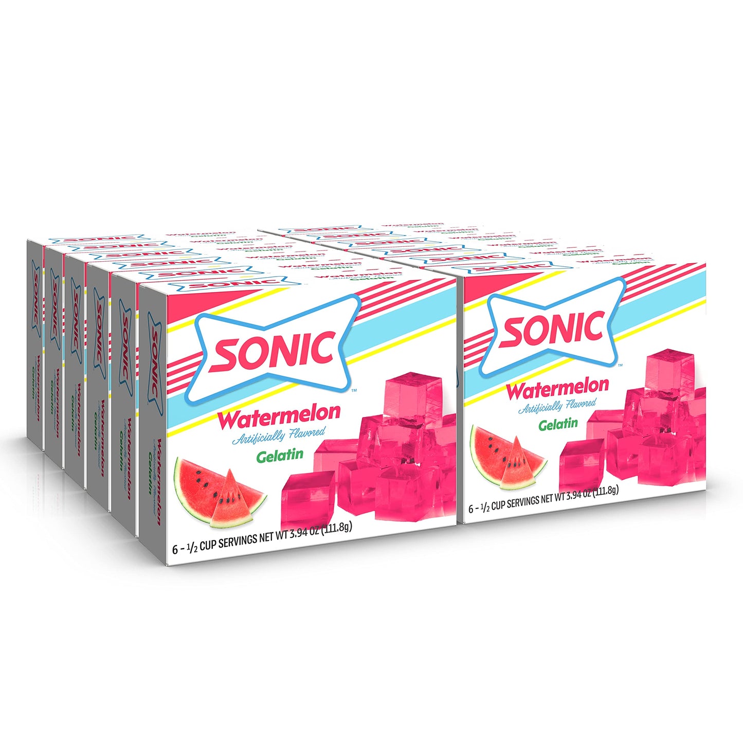 SONIC Watermelon Gelatin, 3.94 Oz. - Fat Free Dessert Mix with Iconic SONIC Drive-In Flavor