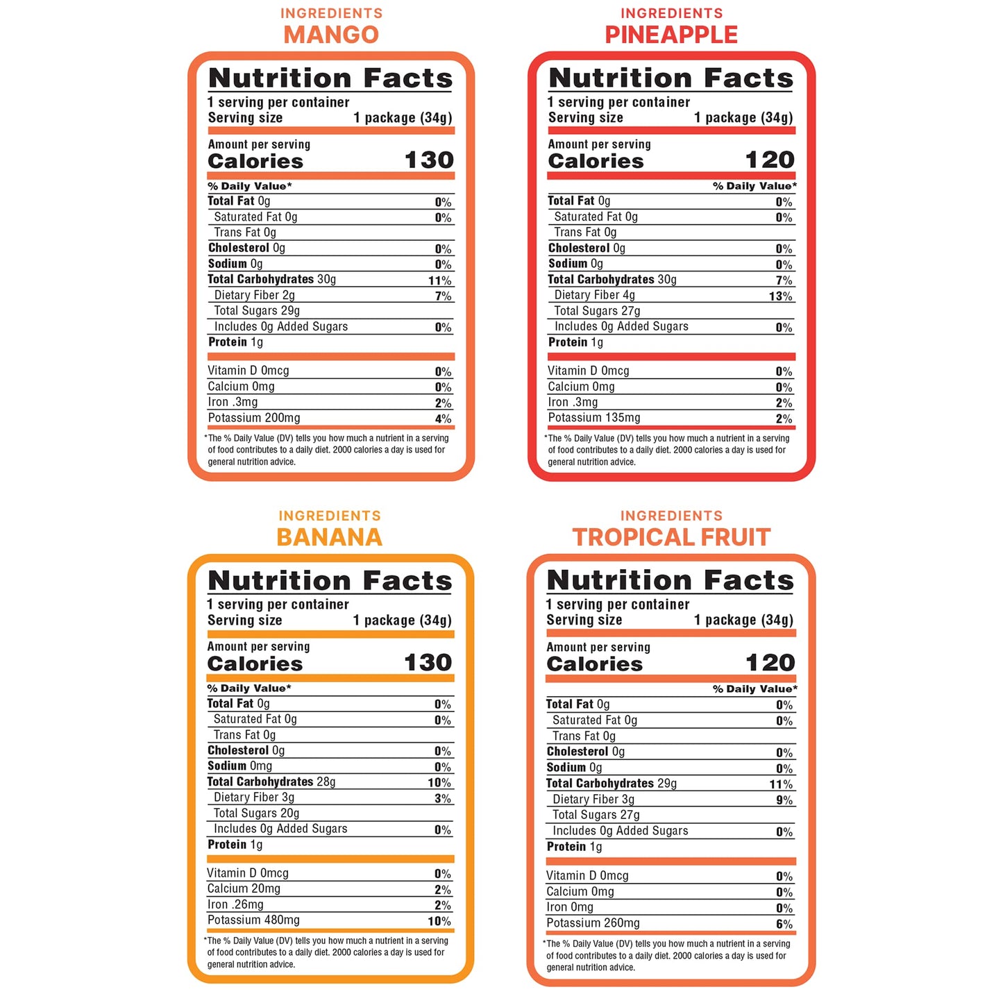 Nature'S Turn Freeze-Dried Fruit Snacks, Mixed Tropical (Mango, Pineapple, Banana) Fruit Crisps, Pack Of 4 (1.2 Oz Each)
