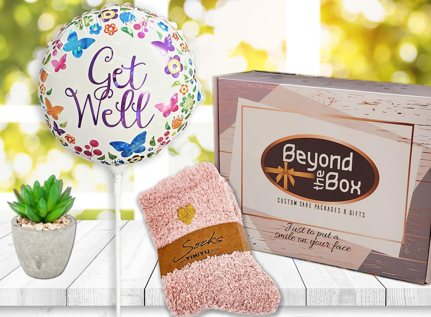 Get Well Soon Gift Basket For Women Care Package W/Balloon, Feel Better Soon Gift, Variety Box W/Snacks After Surgery Hospital O