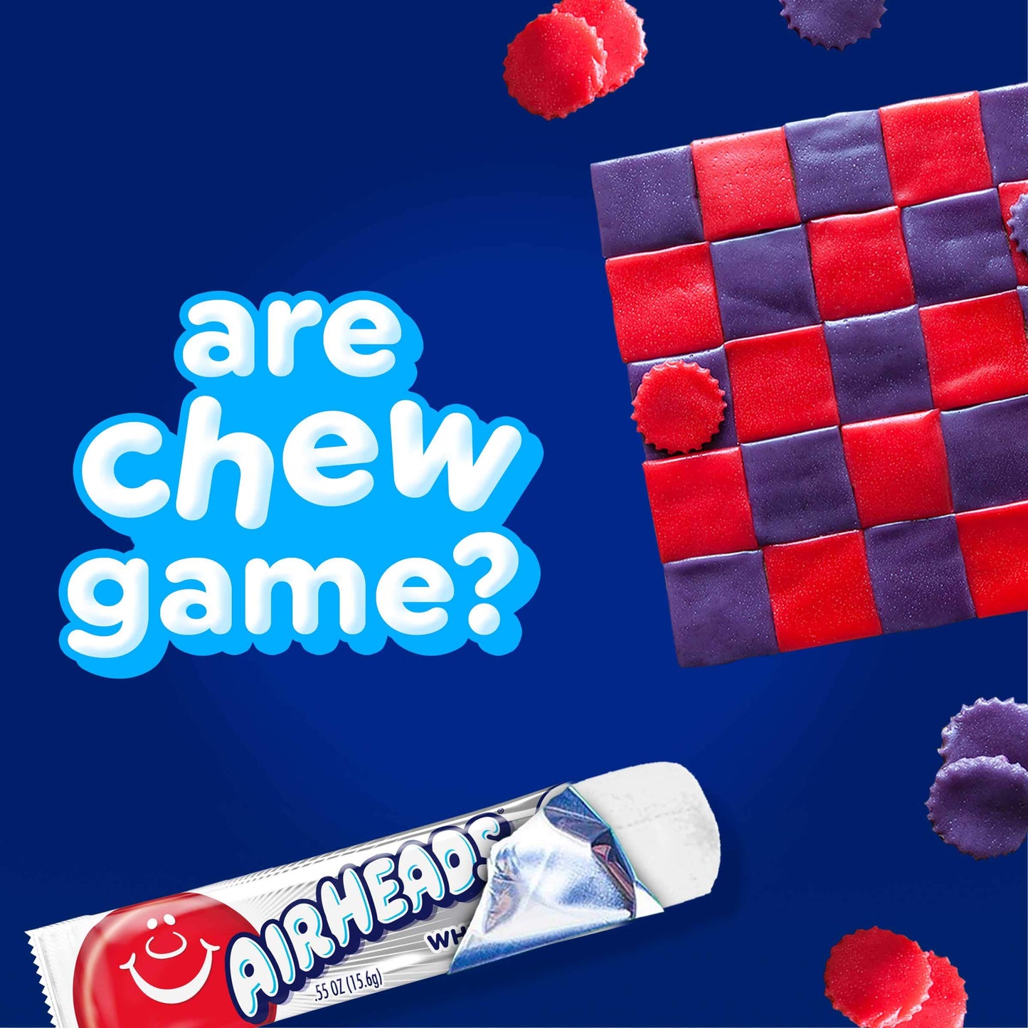 Airheads Candy, White Mystery Flavor, Individually Wrapped Full Size Bars, Taffy, Non Melting, Party, Pack Of 36 Bars