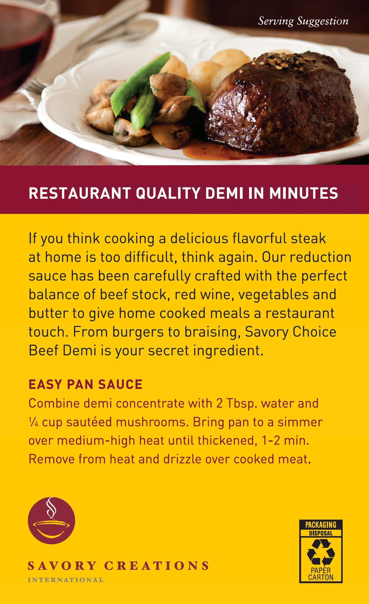 Savory Choice Beef Demi Glace, 2.6 Ounce Package