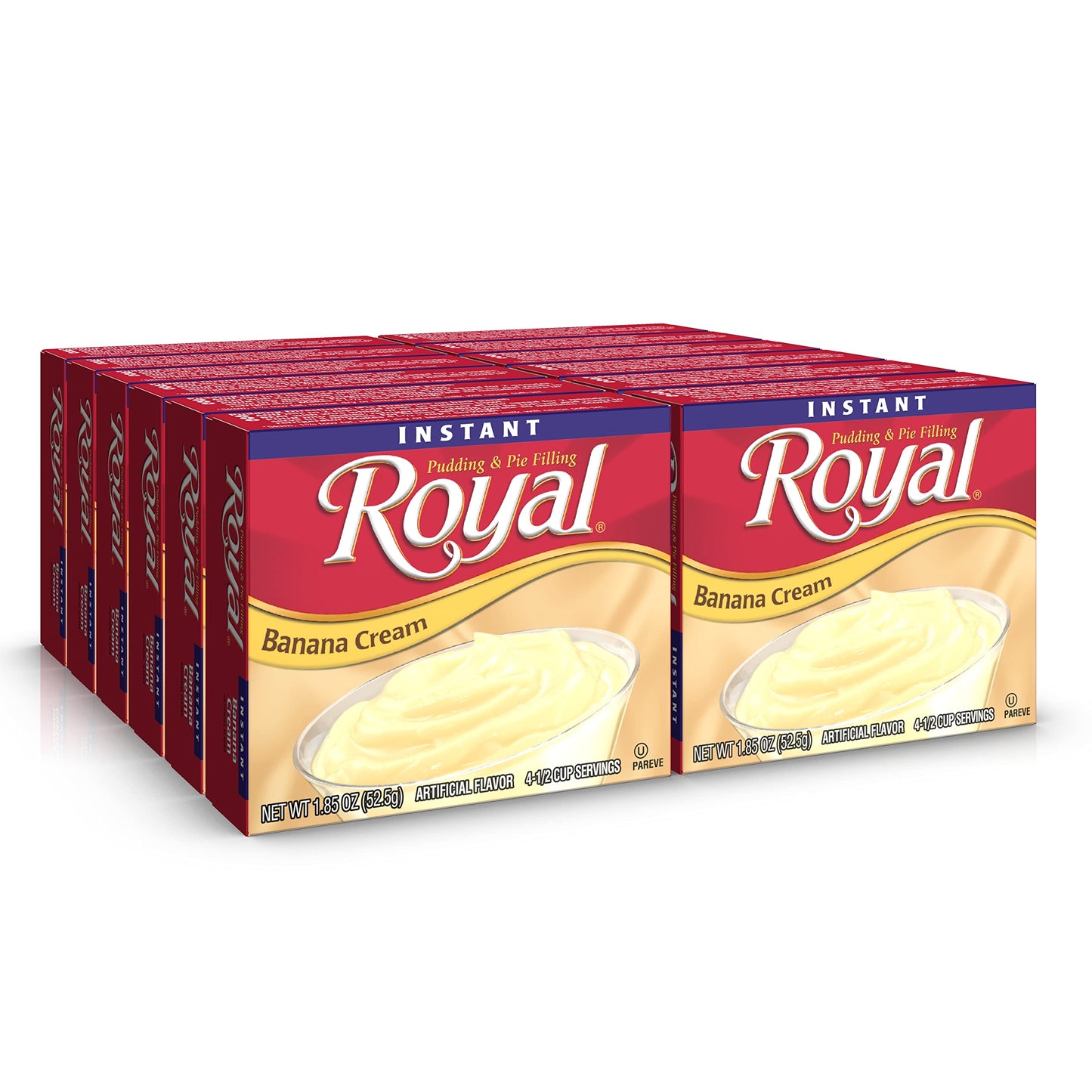 Royal Instant Pudding Dessert Mix, Banana Cream, Fat Free (12 - 1.85 Ounce Boxes) (Pack Of 12)