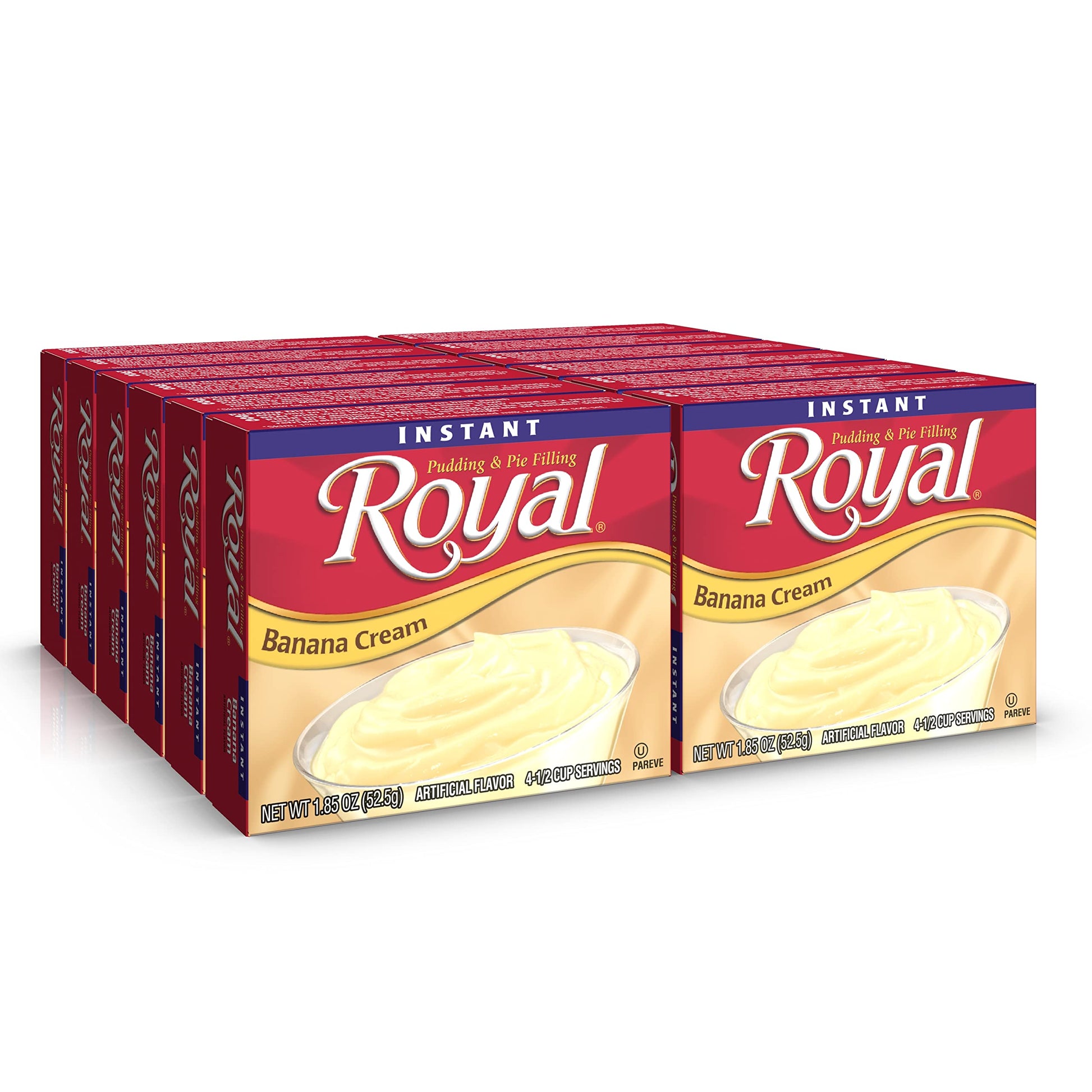 Royal Instant Pudding Dessert Mix, Banana Cream, Fat Free (12 - 1.85 Ounce Boxes) (Pack Of 12)