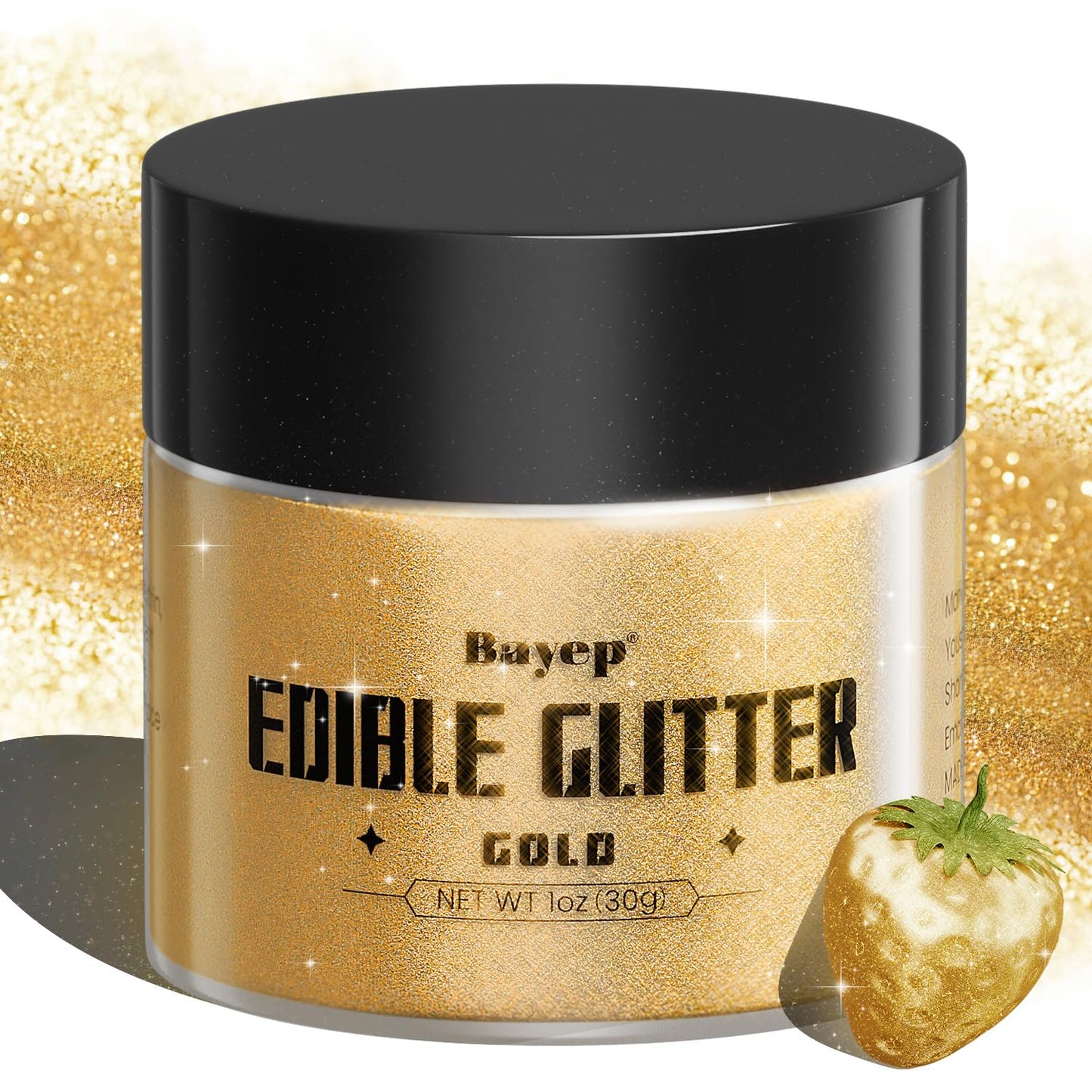 bayep Shimmer Gold Edible Glitter for Drinks & Cakes, 30g Luster Dust, Party Supplies