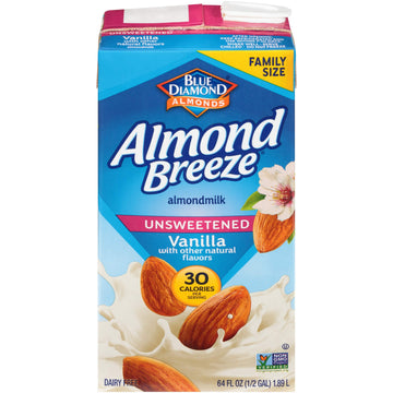 Almond Breeze Dairy Free Almondmilk, Unsweetened Vanilla, 64 Ounce (Pack of 8)