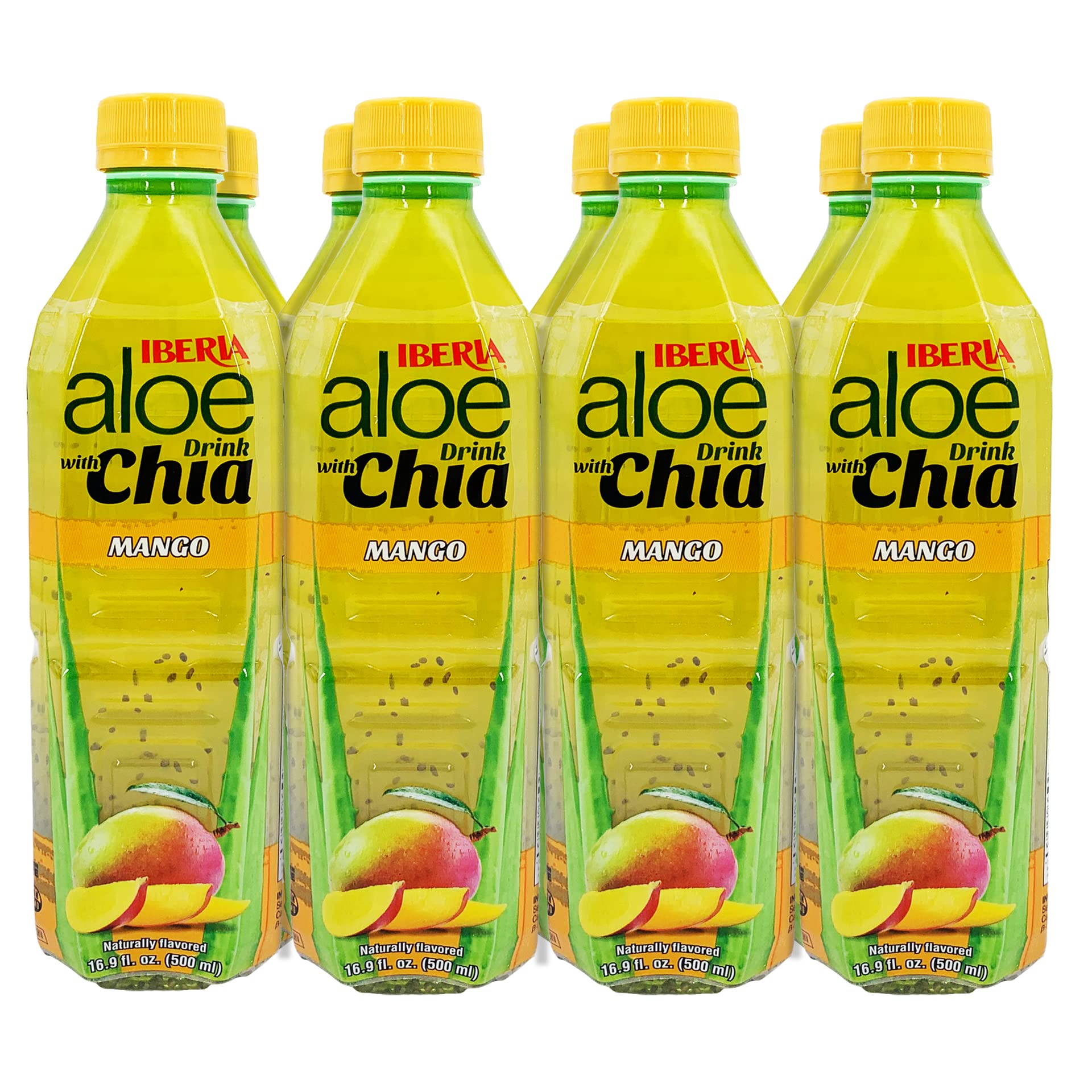 Iberia Aloe Vera Drink With Chia, Mango, 16.9 Fl Oz (Pack Of 8)