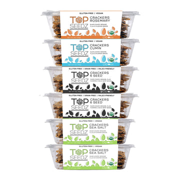 Top Seedz Certified Organic Gluten Free Savory Sensation Seed Crackers | 6-Pack | 5 Ounces | Healthy Vegan Crackers With Plant B