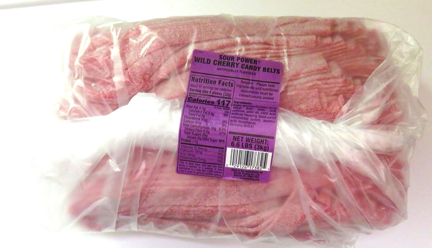 Sour Power Premium Candy Belts, Wild Cherry, 6.6 Lb