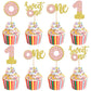 24 PCS Donut One Cupcake Toppers Glitter Sweet One Donut Cupcake Picks Donut 1st Birthday Party Decorations for Sweet One Donut 